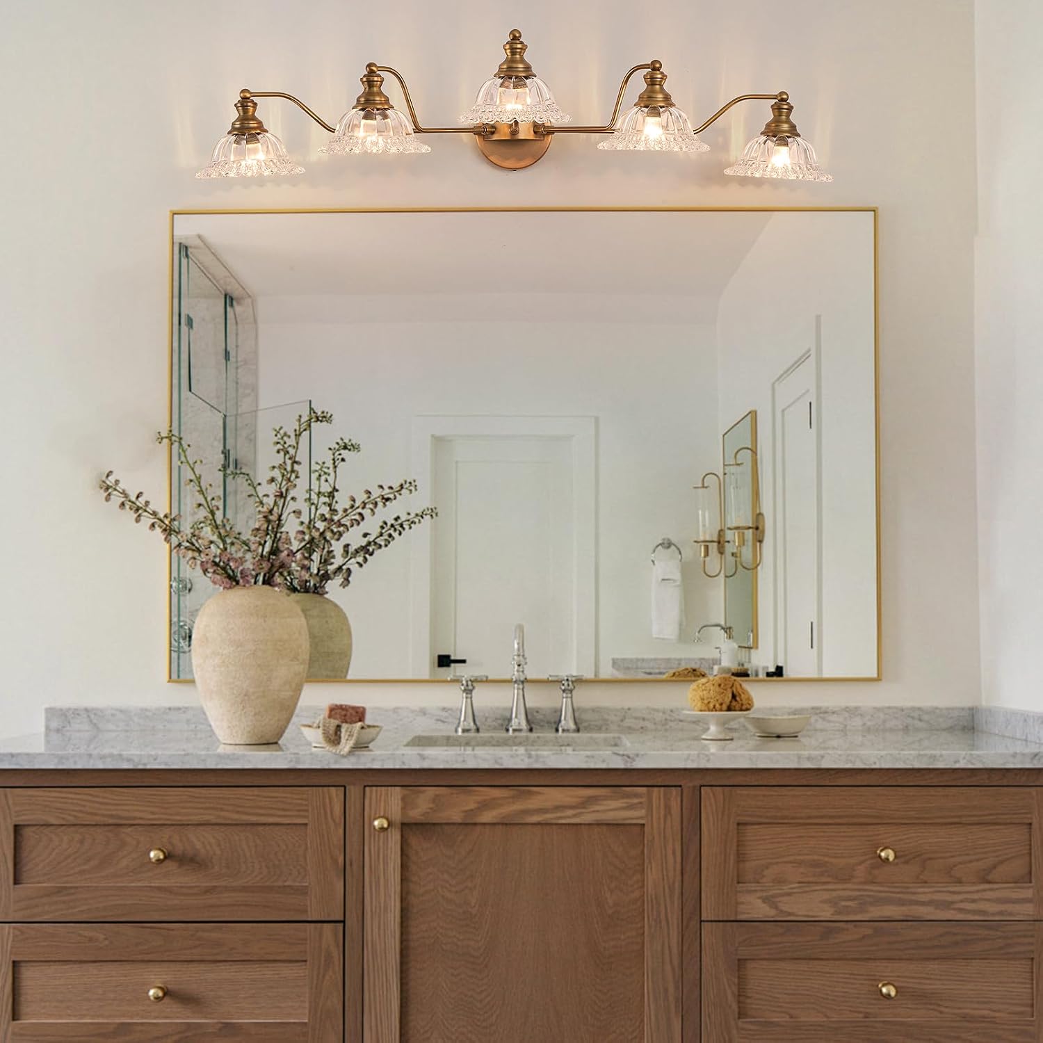 XIEDUN Vintage Brass 5 Light Vanity Light Bathroom Light