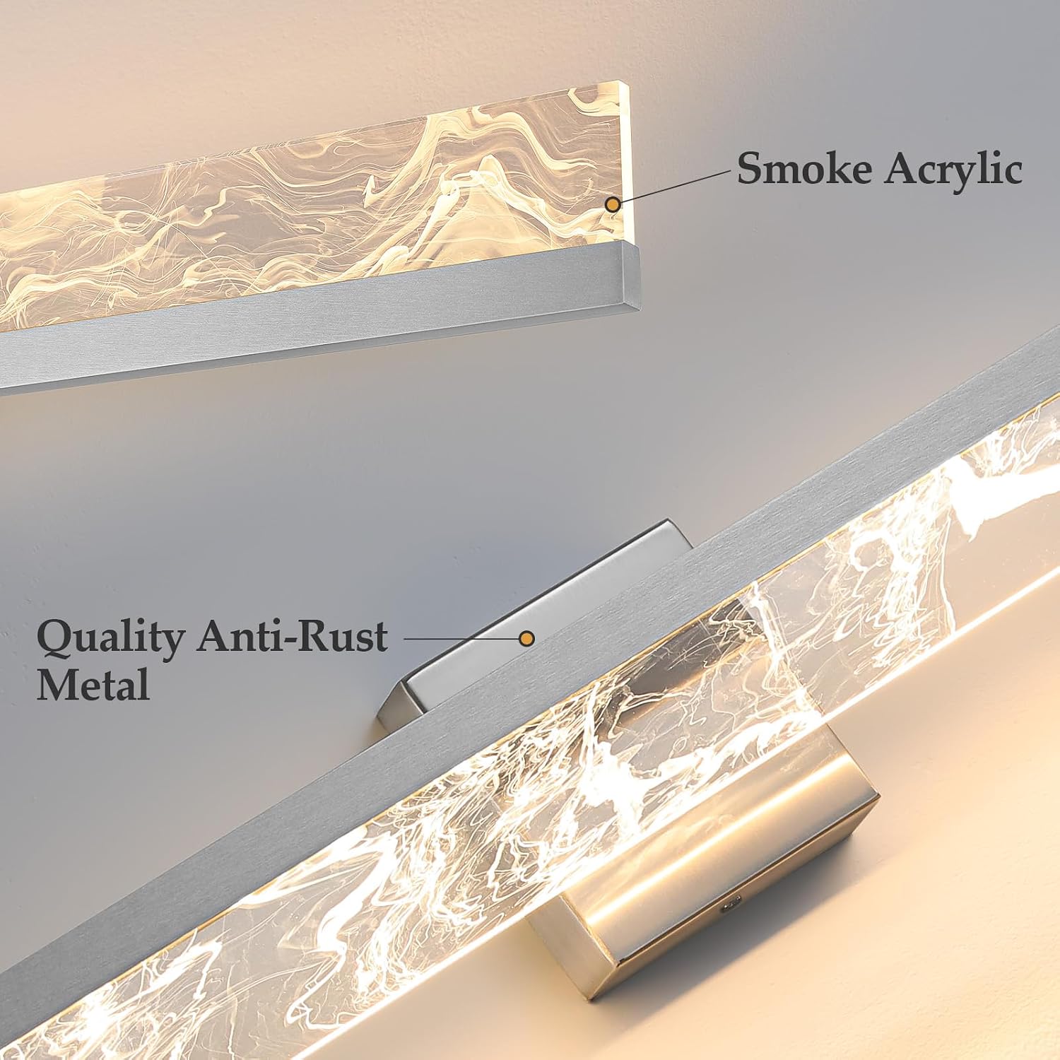 AIJIASI 39 Inch Brushed Nickel Vanity Light Fixture, 28W Dimmable LED for Bathroom Above Mirror, Modern Wall Mount Lighting 3000K