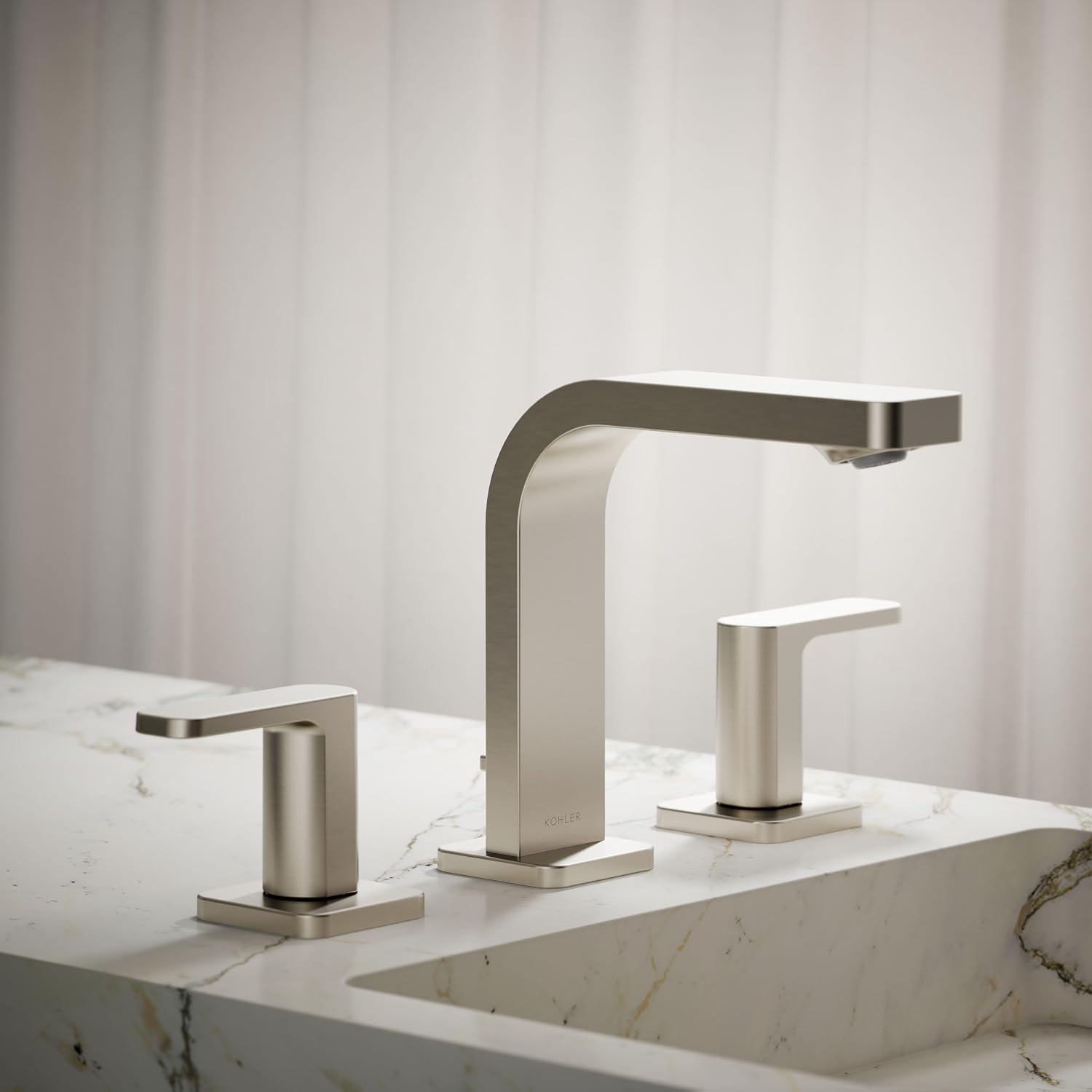 Kohler 23484-4-BN Parallel® Widespread Bathroom Sink Faucet, 1.2 gpm, Vibrant Brushed Nickel