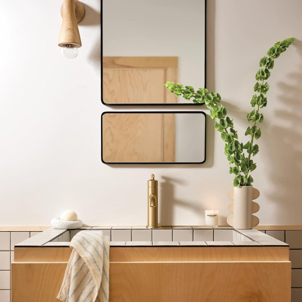 Moen Gibson Bronzed Gold One-Handle Single Hole Modern Bathroom Sink Faucet with Optional Deckplate, 6145BZG