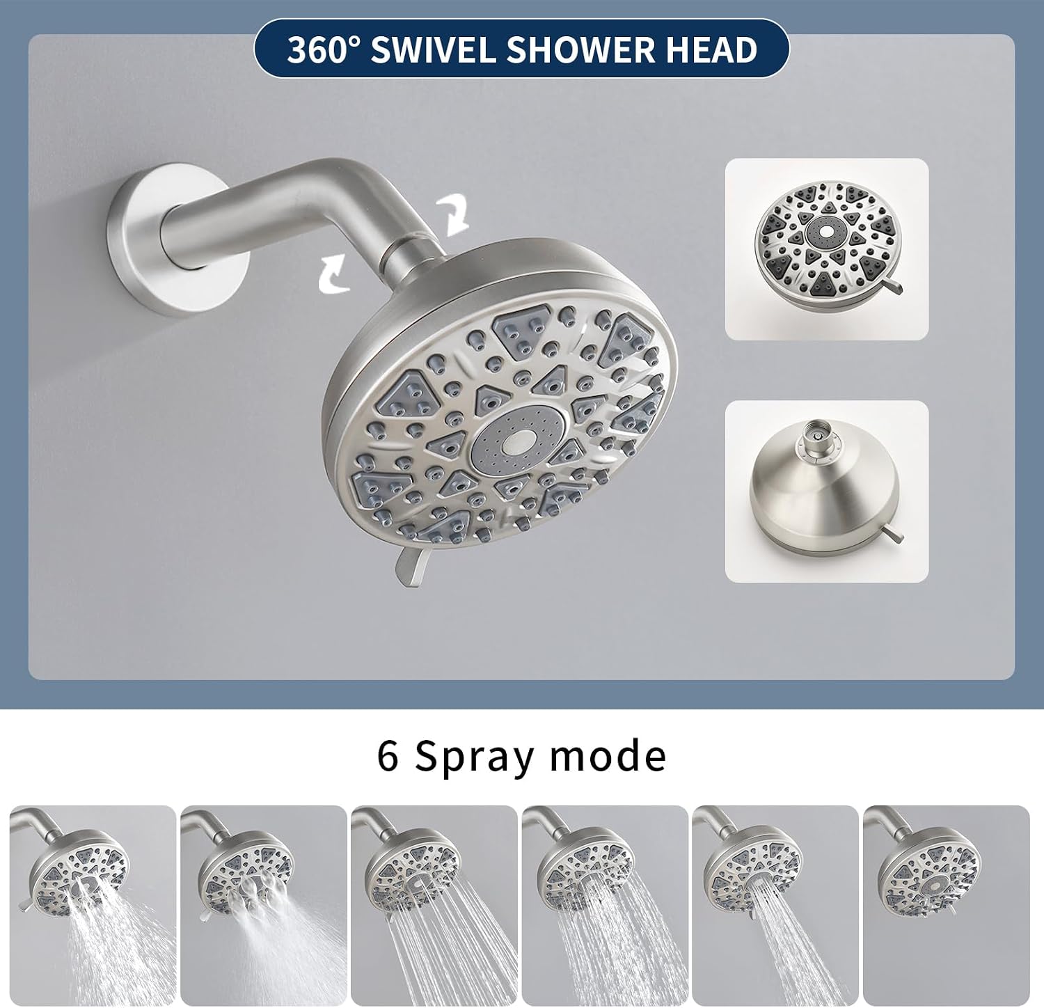 3 Handles Shower Faucet Set with Tub Spout Bathtub Shower Faucets Combo Set Shower System Complete Tub and Shower Trim Kit Brushed Nickel Shower Fixtures Brushed Nickel Shower Set