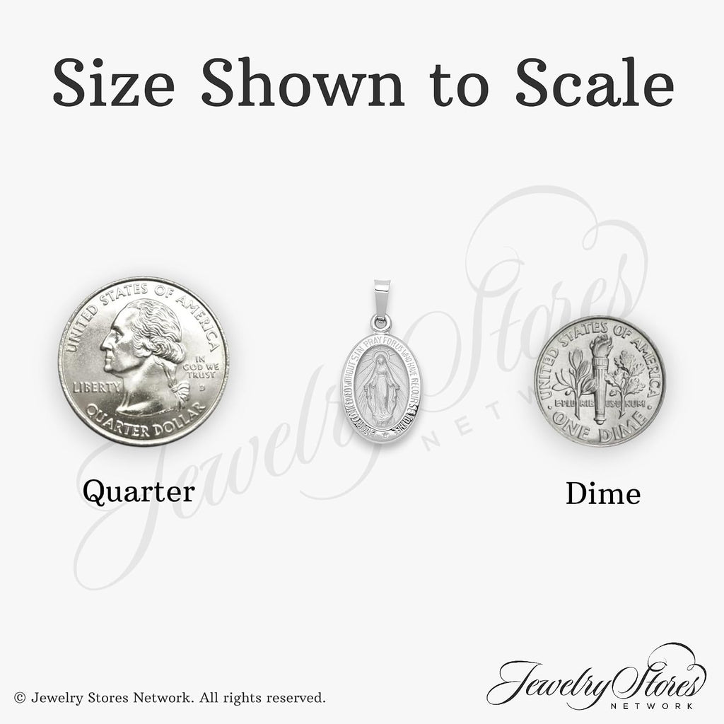 14k Gold Virgin Mary Miraculous Medal Pendant - Oval Mother Mary Necklace Charm with Sacred Words - Handcrafted Religious Jewelry Made in USA - Traditional Catholic Design