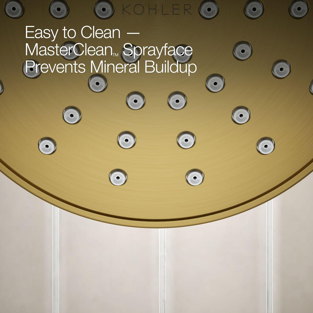 KOHLER TS35321-4G-2MB, Elate Rite-Temp Shower Trim with Single Function 1.75 GPM Showerhead, Vibrant Brushed Moderne Brass, Efficient Water Flow, Luxurious Shower Experience