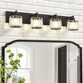 VOLISUN Crystal Vanity Lights for Bathrooms, 4 Light Bathroom Vanity Light, Modern Matte Black Bathroom Light Over Mirror, Black Bathrooms Lights Fixtures-UL Certificated(Exclude Bulb)