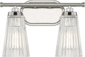 Savoy House 8-1745-2-109 Chantilly Vintage Traditional Clear Ribbed Glass Bathroom Vanity Wall Light, 2-Light 120 Total Watts, 10' H x 14' W, Polished Nickel