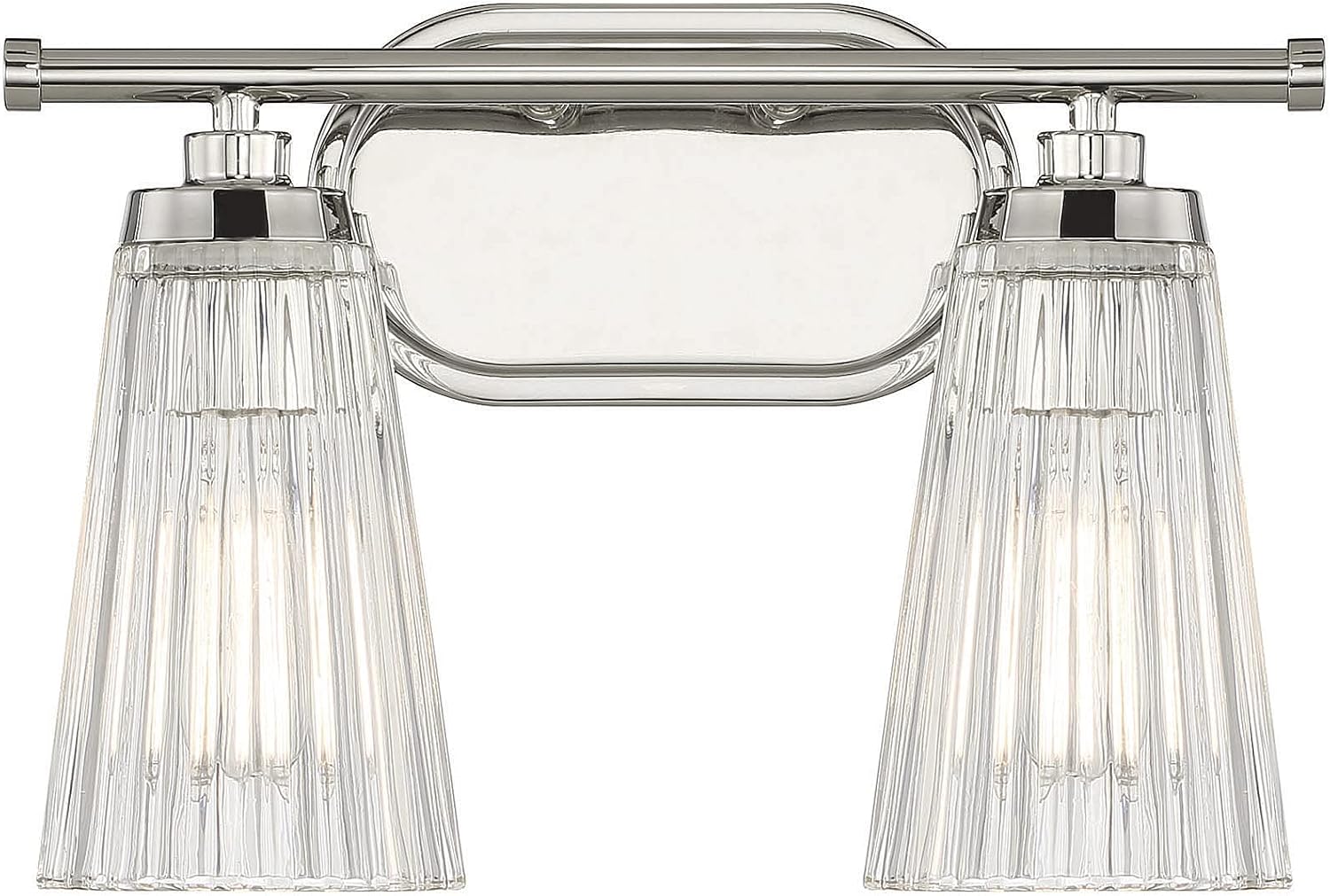 Savoy House 8-1745-2-109 Chantilly Vintage Traditional Clear Ribbed Glass Bathroom Vanity Wall Light, 2-Light 120 Total Watts, 10' H x 14' W, Polished Nickel