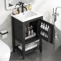 Bellemave 20' Small Bathroom Vanity with Sink, Modern Bathroom Storage Cabinet with Door and Storage Rack, Free Standing Single Basin Vanity with Open Shelf, Undermount Ceramic Sink, Black