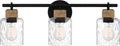 Quoizel Baltic 24' 3-Light Coastal Vanity Light, Matte Black with Clear Water Glass, ETL Damp Rated