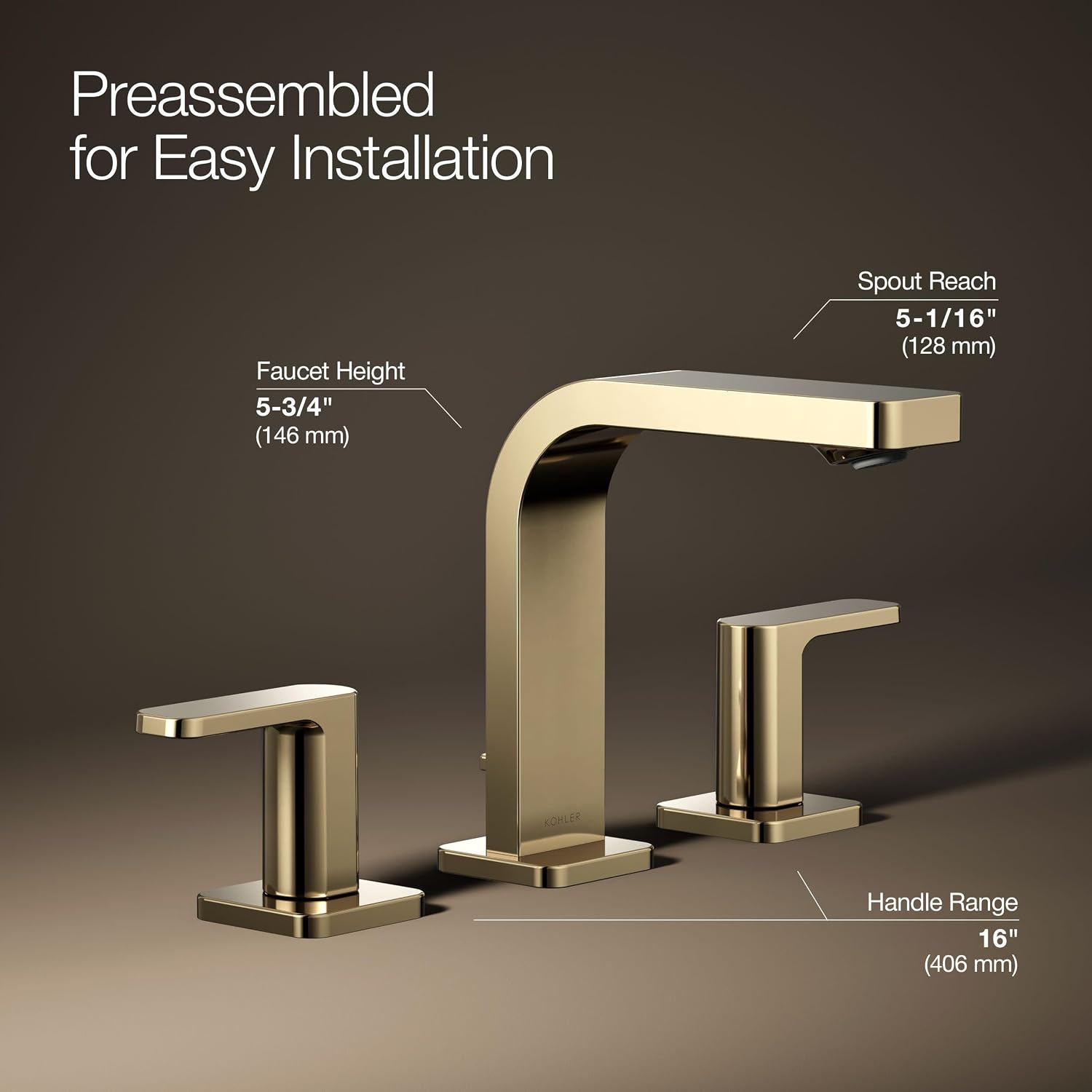 KOHLER K-23484-4N-AF PARALLEL® WS LAV FCT, LEVER 0.5 GPM, Vibrant French Gold