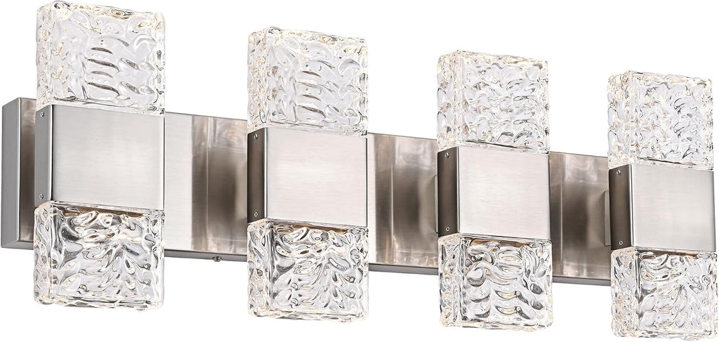 MELUCEE Brushed Nickel Bathroom Light Fixtures Over Mirror 23.6 Inch, 32W Dimmable 3000K LED Vanity Light Bar, Modern Bathroom Vanity Lights Above Mirror Wall Mount, Built-in Led Chips