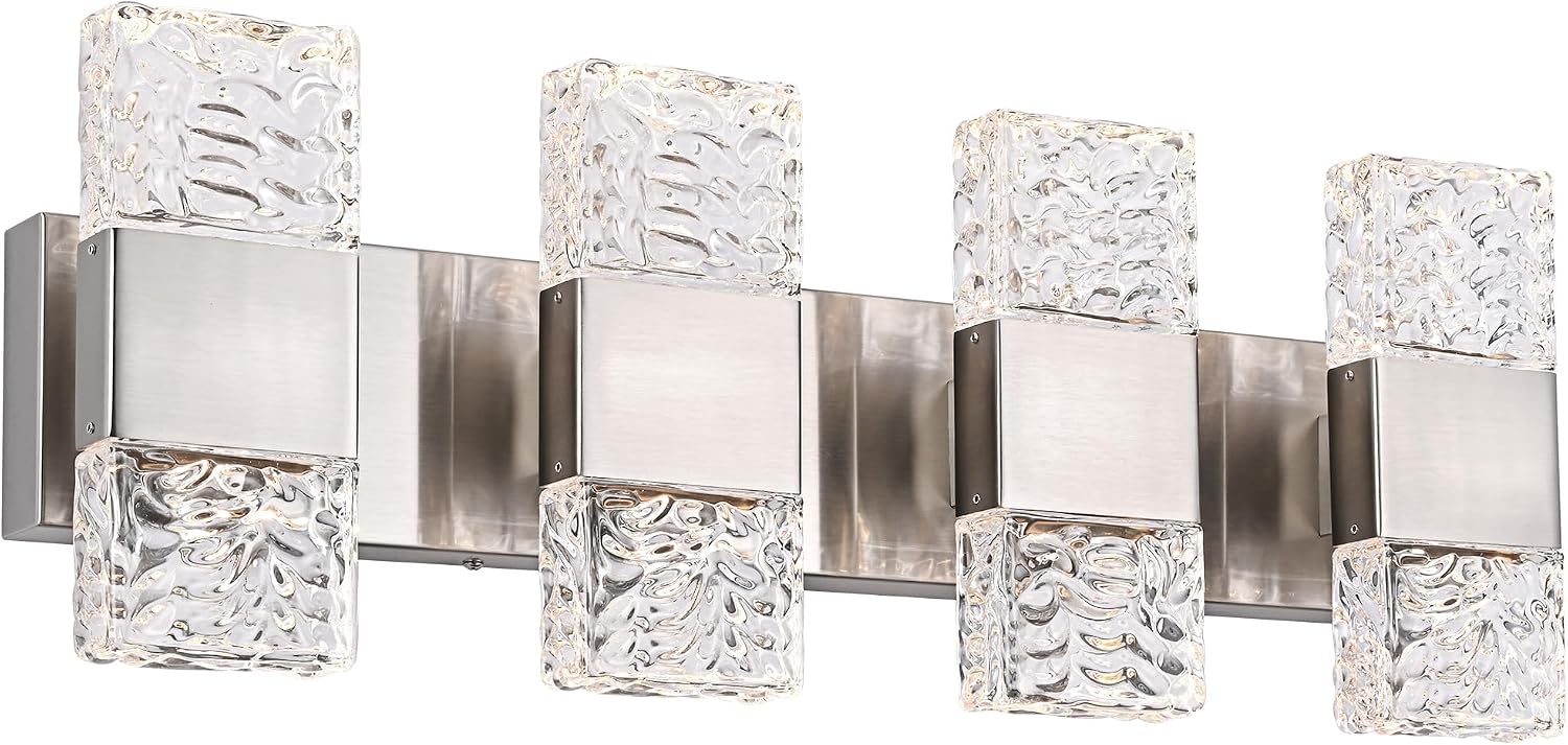 MELUCEE Brushed Nickel Bathroom Light Fixtures Over Mirror 23.6 Inch, 32W Dimmable 3000K LED Vanity Light Bar, Modern Bathroom Vanity Lights Above Mirror Wall Mount, Built-in Led Chips