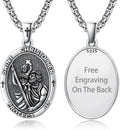 Patron Saint Medals 925 Sterling Silver Amulet Necklace Protection Jewelry for Men with 2.5mm 22'+2' Round Box Chain