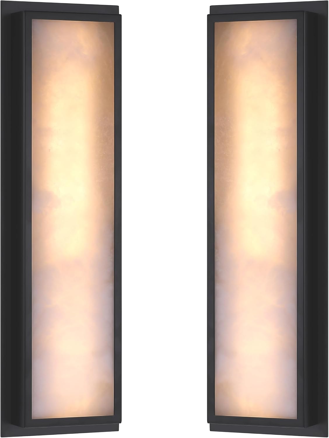 2 Pack 20 Inch Natural Alabaster Bathroom 20W-3000K LED Home Wall Sconce Modern Concise Style Wall Light Fixture,Black Finish for Bedroom Hallway Bedside Living Room