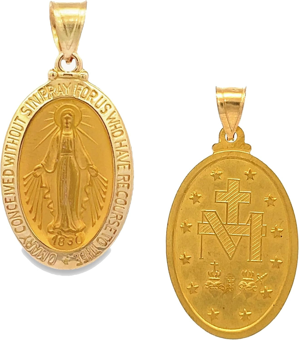 RP 14K Yellow Gold Miraculous Medal Necklace for Women & Men, Authentic & Pure Gold Pendant with 18' 14K Chain Necklace with Premium Jewelry Box, Stunning Miraculous Medal Virgin Mary Pendant Necklace, Subtle Size for Layering