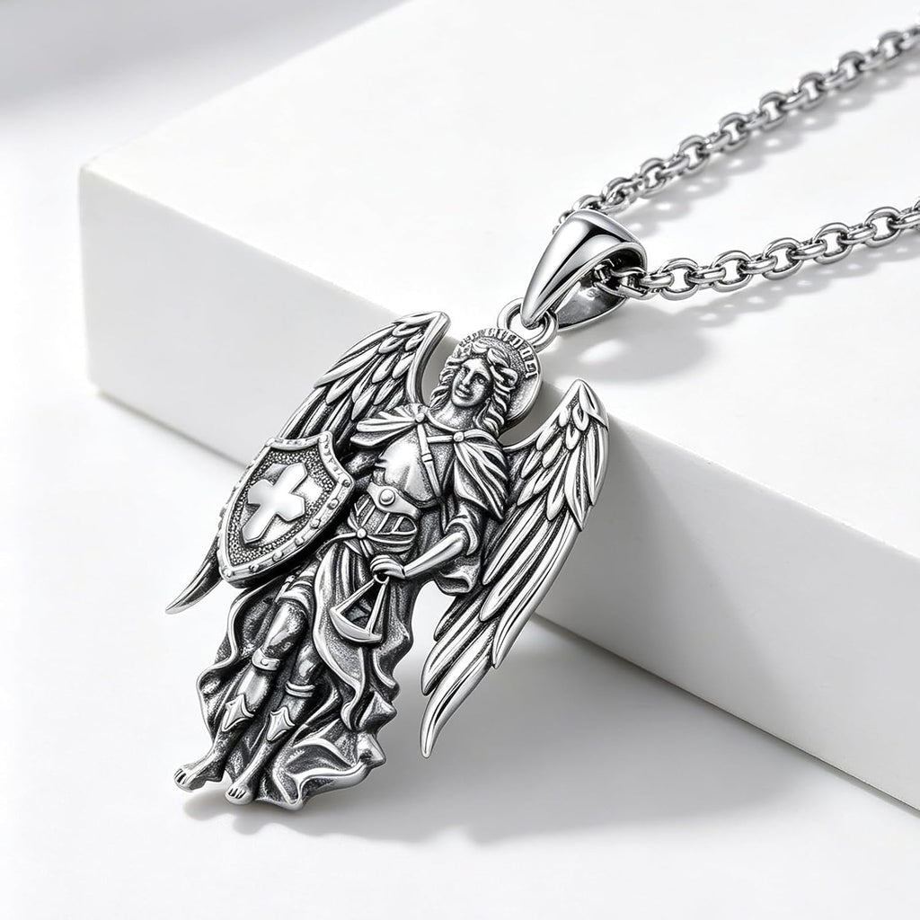 925 Sterling Silver Patron Saint Amulet Pendant Necklace Religion Protection Jewelry for Men Women
