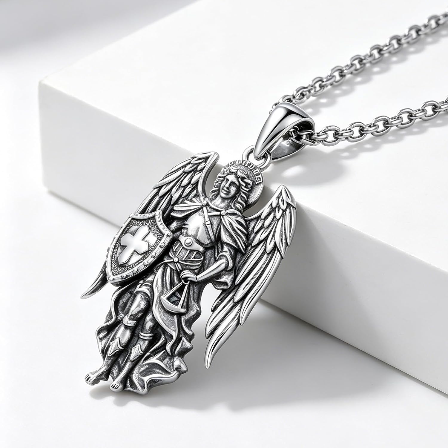 925 Sterling Silver Patron Saint Amulet Pendant Necklace Religion Protection Jewelry for Men Women