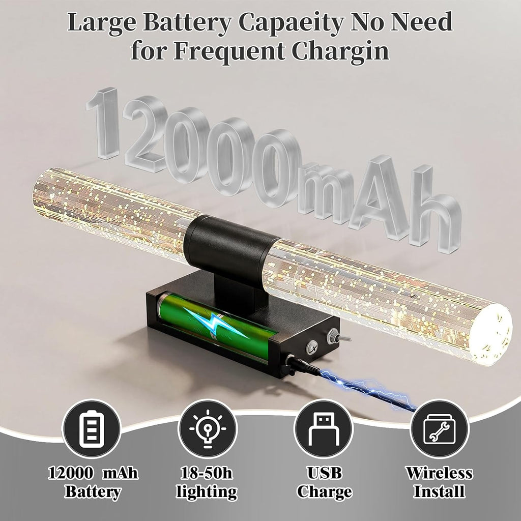 camuucci Battery Operated Wall Sconces Set of 2 Rechargeable Battery Powered Wall Light with 12000mAh Not Hardwired Dimmable Wall Lamp Fixtures for Bedroom Living Room Black 20.9 Inches