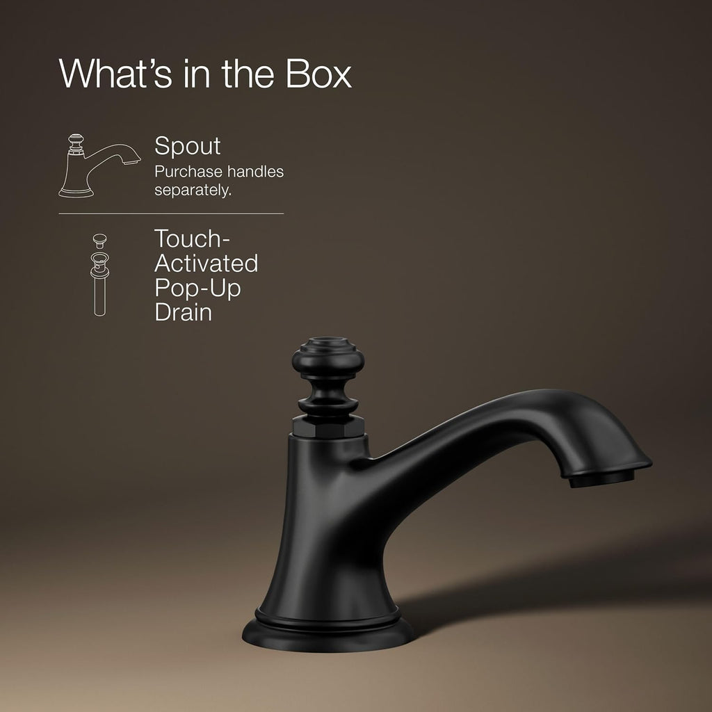 Kohler 72759-BL Artifacts® with Bell Design Bathroom Sink Faucet spout with Bell Design, 1.2 gpm, Matte Black