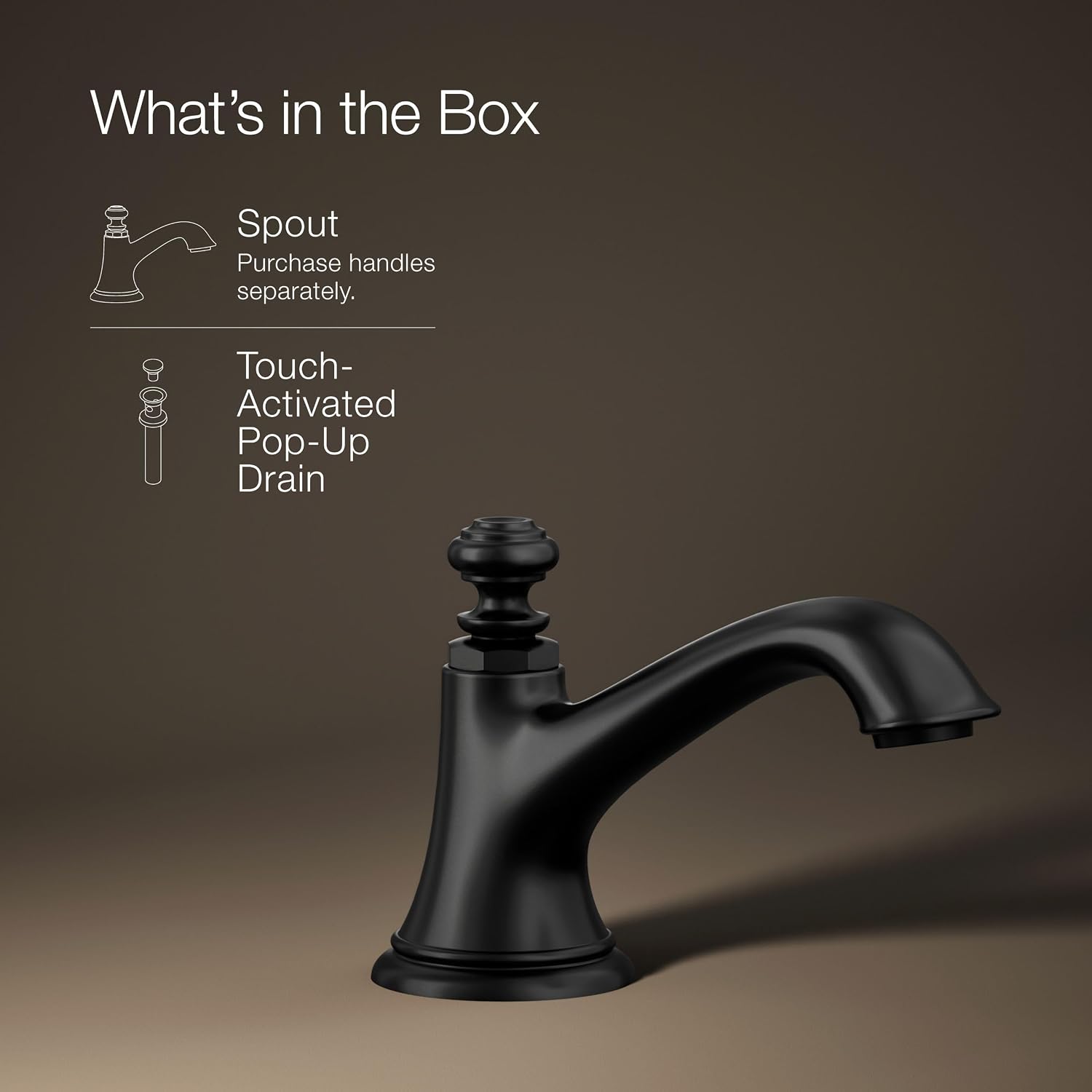 Kohler 72759-BL Artifacts® with Bell Design Bathroom Sink Faucet spout with Bell Design, 1.2 gpm, Matte Black