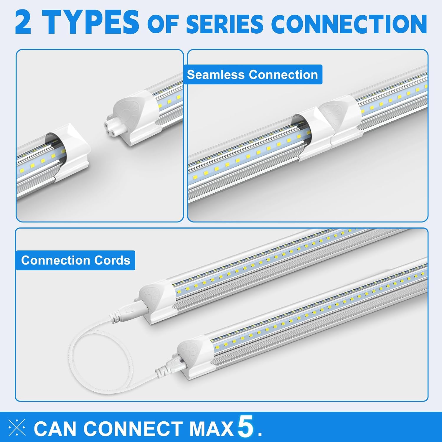 SHOPLED (25 Pack) 6FT LED Shop Light, 60W 8000LM 6000K Cool White, V Shape, Linkable Ceiling Lights T8 LED Tube Light Fixture, Shop Lights for Garage, Warehouse, Basement