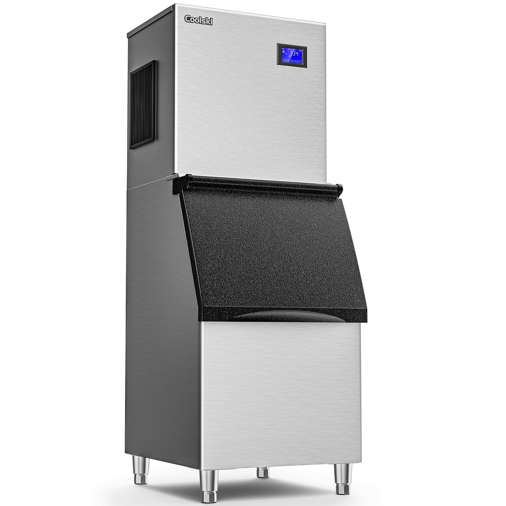 Coolski Commercial Ice Machine 420LBS/24H, 22'W Industrial Ice Maker with Large Storage Bin, Fast Ice Making, Upgraded Water Filters, DOE & ETL Certified, Ideal for Restaurants/Bars/Hotels