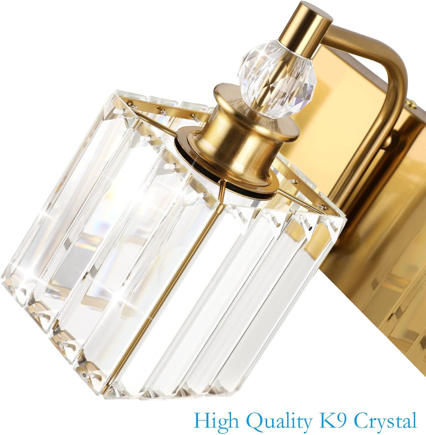 Ralbay Crystal Bathroom Vanity Lights 3-Lights 24'' Modern Crystal Gold Bathroom Lighting Fixtures Over Mirror