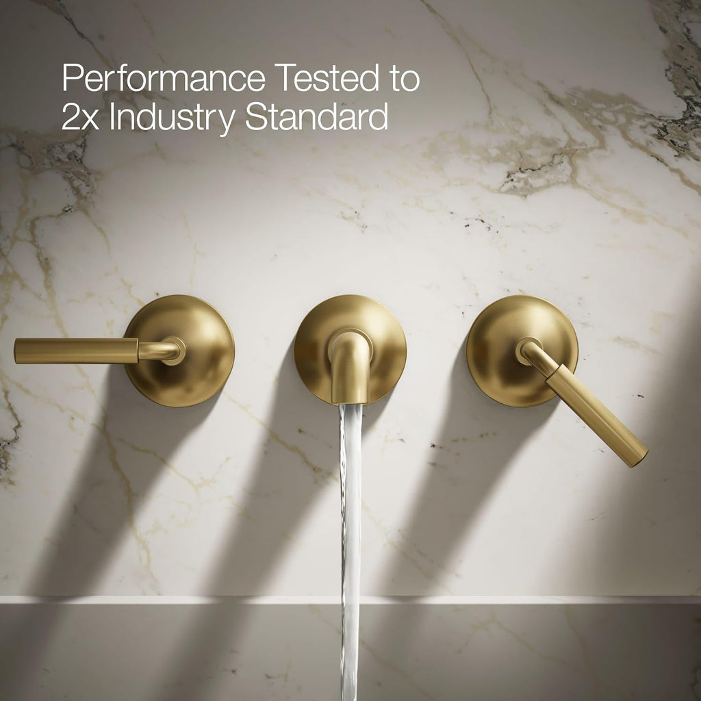 Kohler T26439-4-2MB Tone Wall-Mount Bathroom Sink Faucet Trim with Lever Handles, 1.2 GPM in Vibrant Brushed Moderne Brass