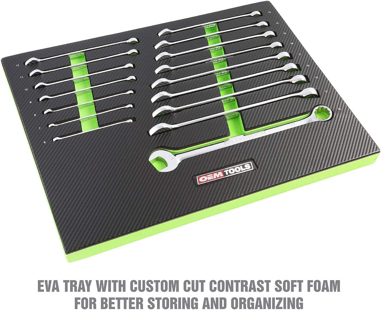 OEMTOOLS 23994 16PC Combo Wrench Set, Metric Wrench Set 6mm-22mm, Posi Grip Wrenches, Heat Treated Steel, Foam EVA Tray