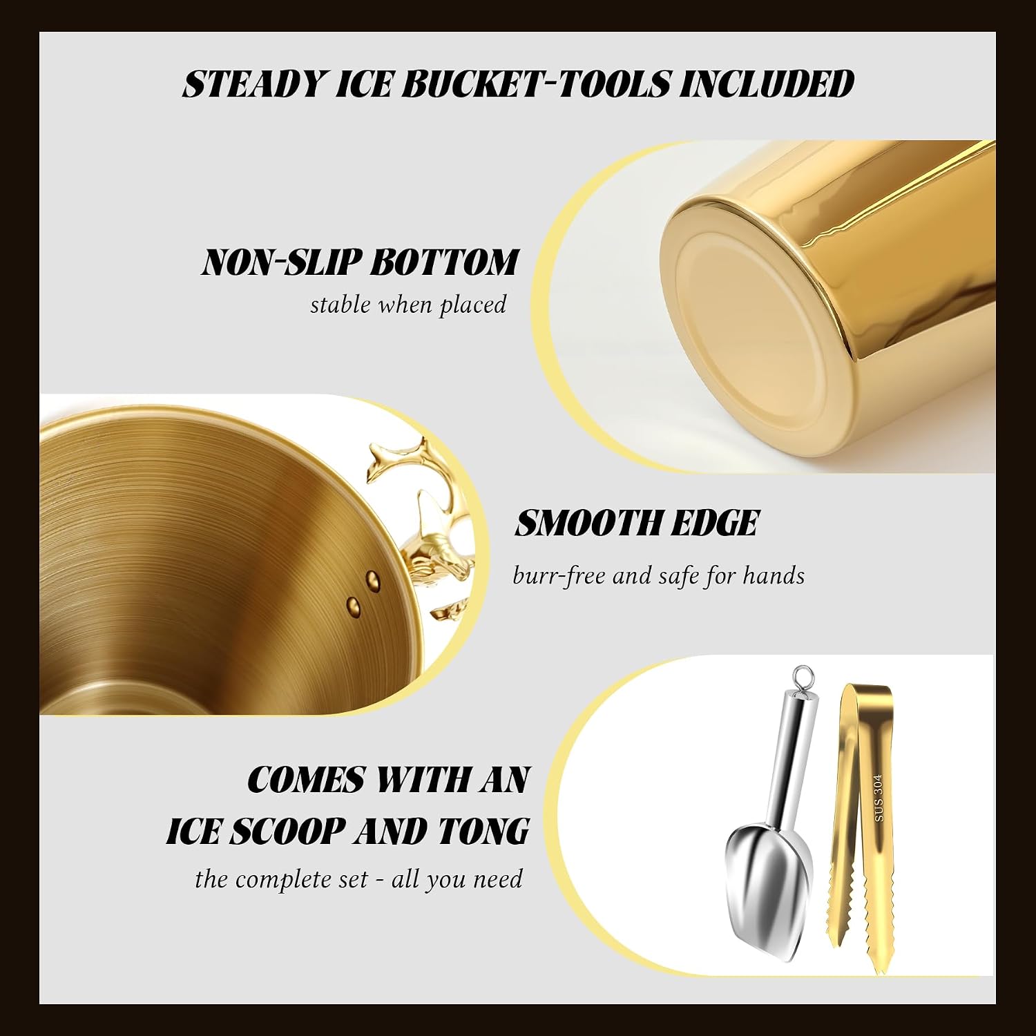 Champagne Bucket with Stand,Ice Bucket kits with Stand (Antler Gold, 2 packs)