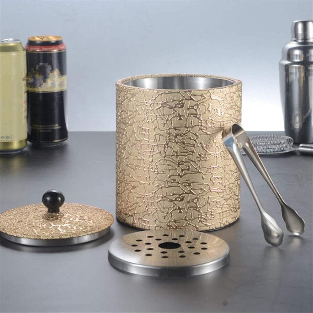 Ice Bucket Champagne Bucket Modern 1.3L Ice Bucket Bar Wine Wine Beer Ice Bucket Party Home Beverage Bucket Cooler With Lid Bar Tool Ice Bucket Beverage Tub (Color : Golden)