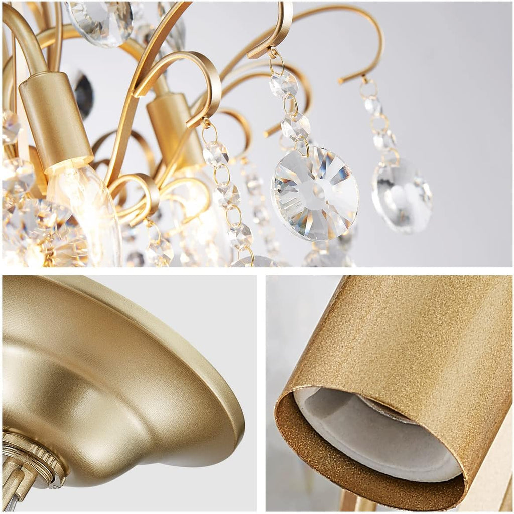 WUZUPS Crystal Chandelier 5-Light Pendant Ceiling Light Modern Lighting Fixture for Bedroom Hallway Bar Kitchen Bathroom, H 22.6'' x W 19.2'', E12 Base, Gold