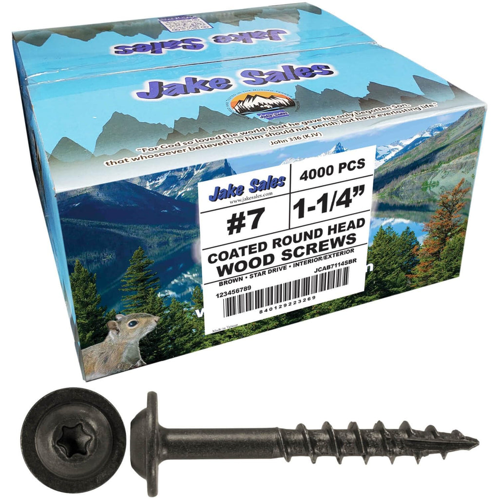 Round Washer Head 7 x 1-1/4' Brown - Full Box ~4000 Screws