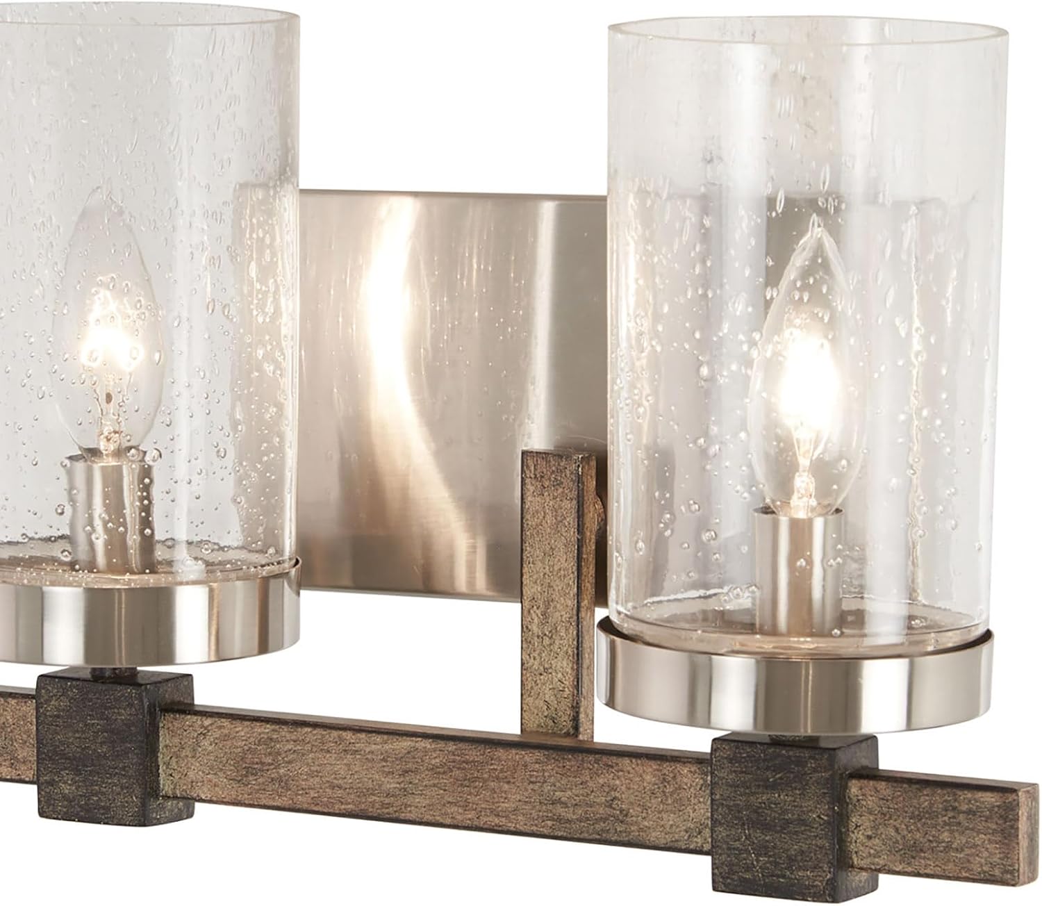 Minka Lavery 4632-106 Bridlewood Vanity Bath Light, 2-Light, 120 Total Watts, 14-in H x 8.75-in W, Stone Grey w/Brushed Nickel