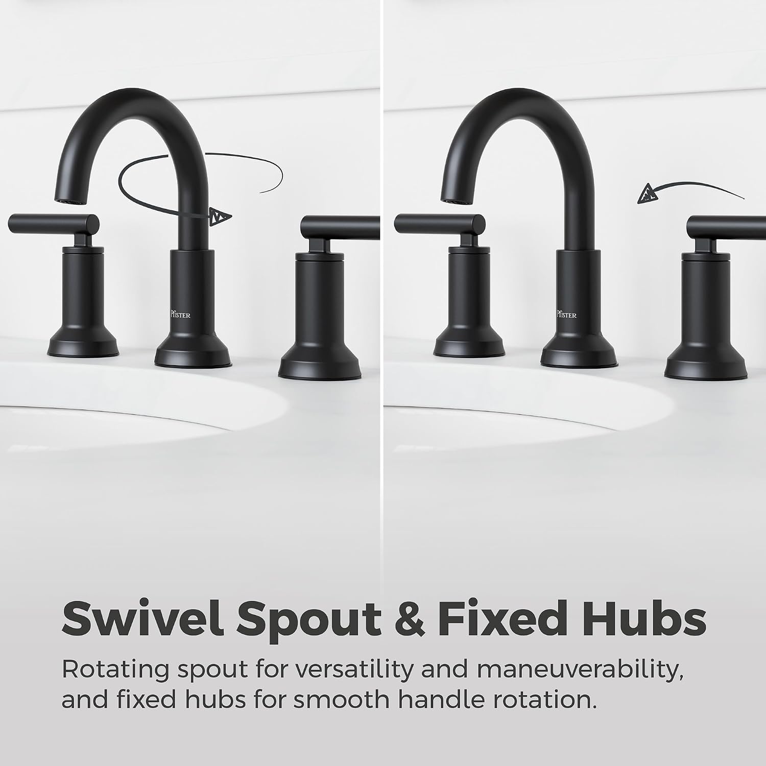 Pfister Capistrano Widespread 3 Hole Matte Black Bathroom Sink Faucet with 2 Handles Push & Seal Drain NSF Certified Spot Defense Finish Farmhouse Style Vanity LF049CSOSDB