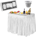 COSTWAY 4FT Cooler Table, Folding Ice Table for Parties with Drain & Bucket & Removable Skirt, Ideal for Tailgate, BBQ & Picnic