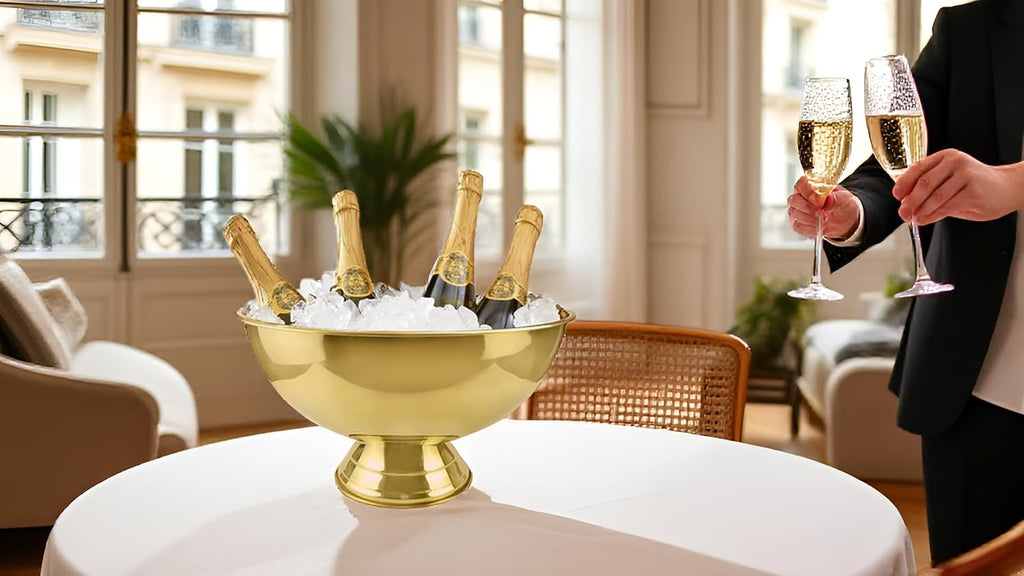 Cruiser's Caché 16' Footed Champagne Bucket, Wine and Beverage Tub, Stainless Steel with Gold Finish