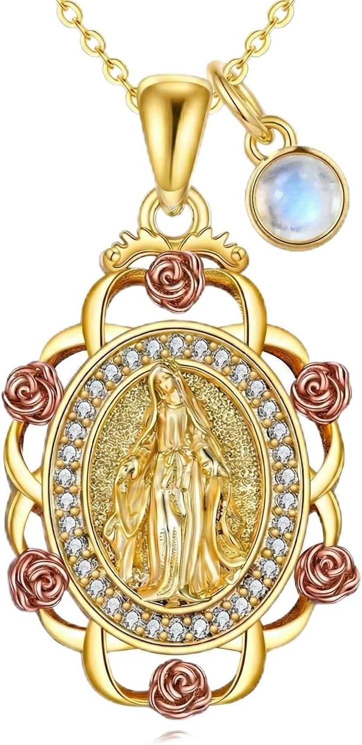 Sterling Silver St Michael/St Christopher/St Barbara/St Jude/St Dymphna/Virgin Mary Necklace Patron Saint Pendant Amulet Medal Religion Jewelry Gifts for Men Women