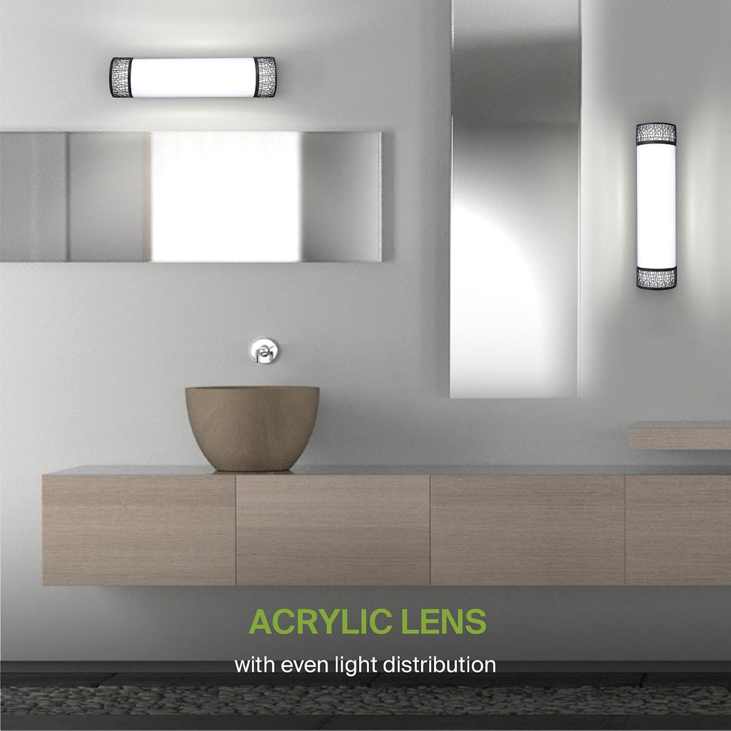 ASD 18 Inch LED Bathroom Vanity Light, 5CCT 2700K-5000K 20W, Dimmable Bathroom Light Fixtures, Modern Vanity Lights for Bathroom Lighting Fixtures Over Mirror, Wall Light Bar, Black, ETL, 4 Pack