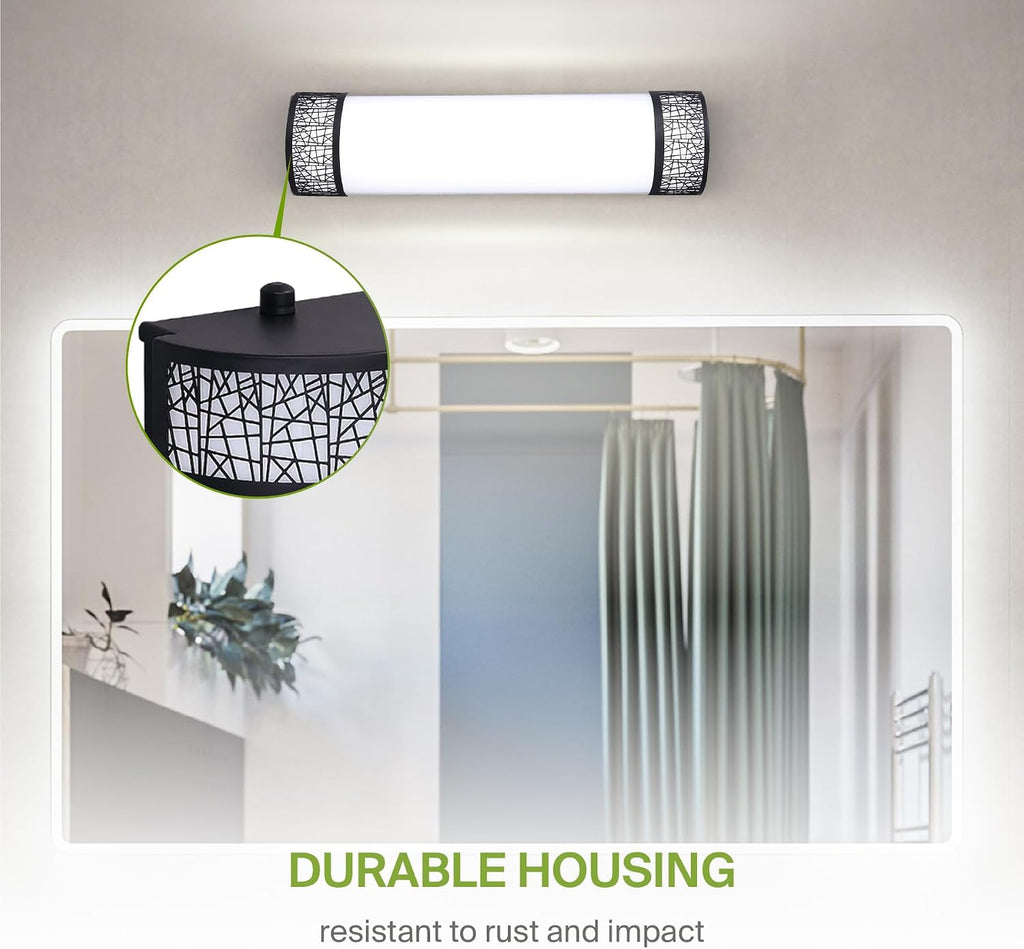 ASD 18 Inch LED Bathroom Vanity Light, 5CCT 2700K-5000K 20W, Dimmable Bathroom Light Fixtures, Modern Vanity Lights for Bathroom Lighting Fixtures Over Mirror, Wall Light Bar, Black, ETL, 4 Pack