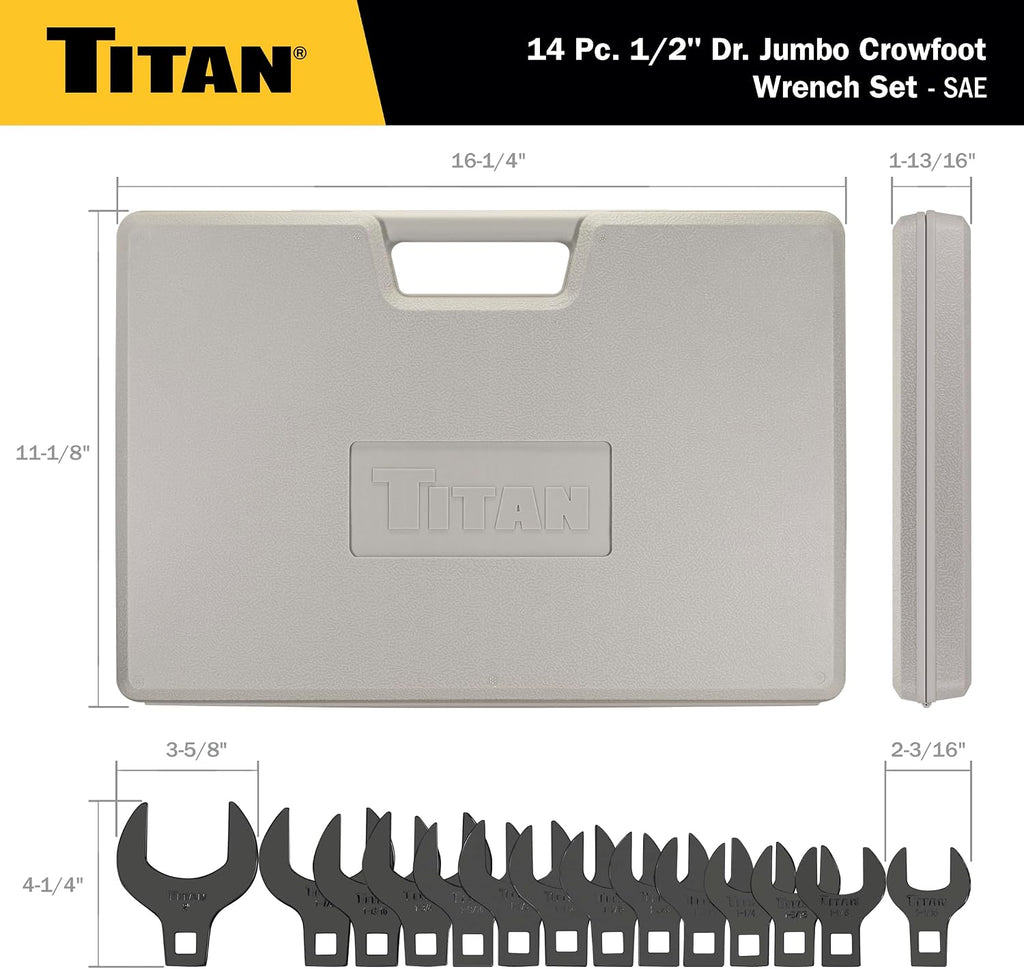 Titan 17298 14-Piece 1/2-Inch Drive SAE Jumbo Crowsfoot Wrench Set (Pack of 2)