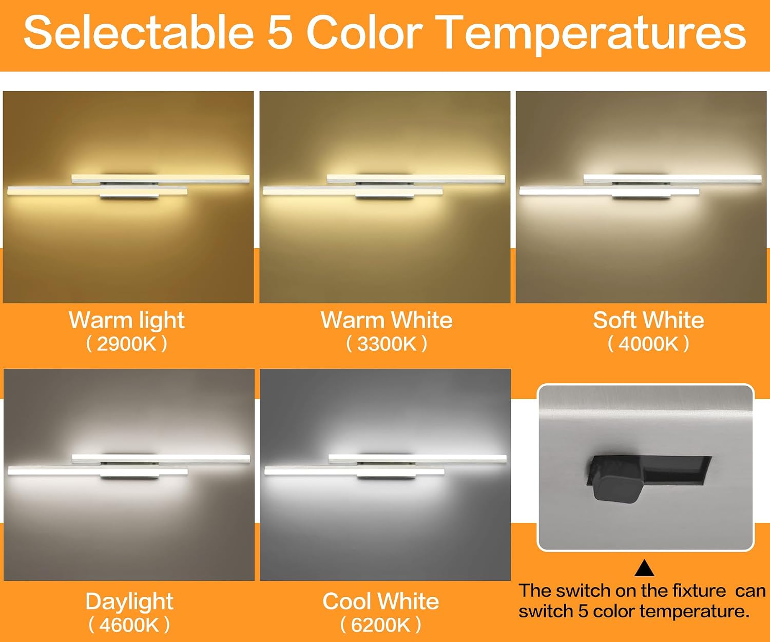 PRESDE 48 Inch LED Bathroom Vanity Light Bar, Brushed Nickel Bathroom Light Fixtures Modern Vanty Lighting Over Mirror 5CCT