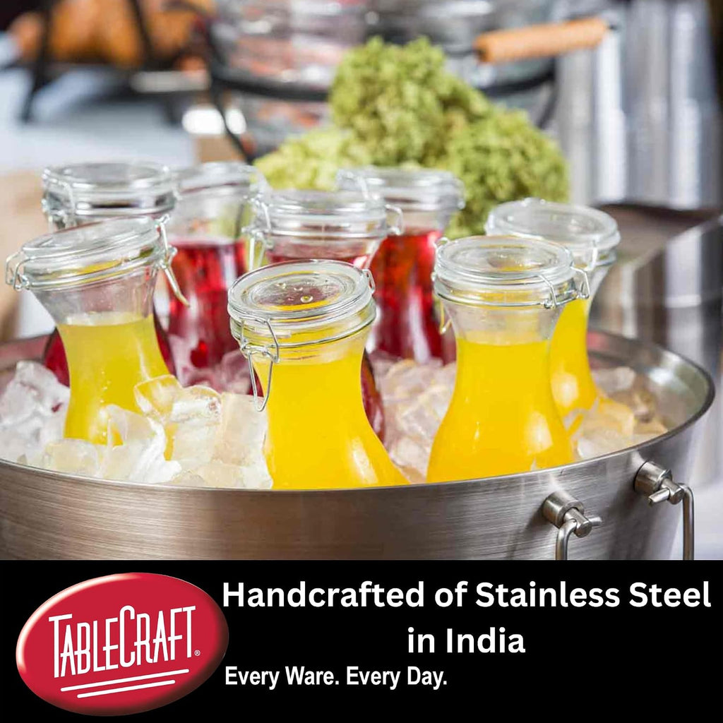 TableCraft BT2137N Beverage Tub with Stand, 20' Stainless Steel, 11 Gal Capacity, Round Single Wall, Brickhouse Collection, Commercial Grade for Parties, Events, Indoor or Outdoor Use