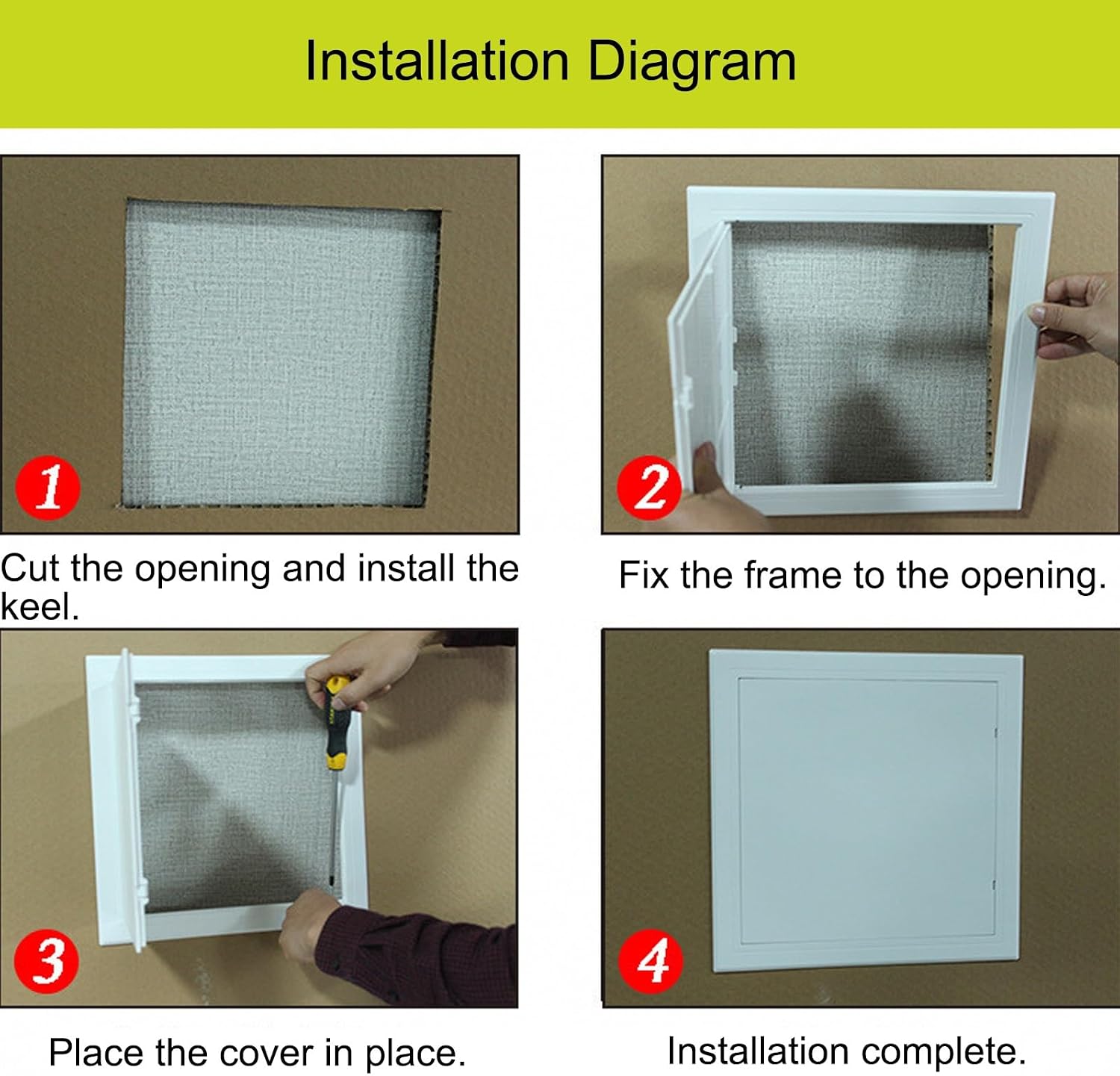 Ceiling Access Panel Access Panel Inspection Hatch， Plastic for Drywall and Ceiling White Multiple Sizes(35 * 35cm/13.7 * 13.7in)