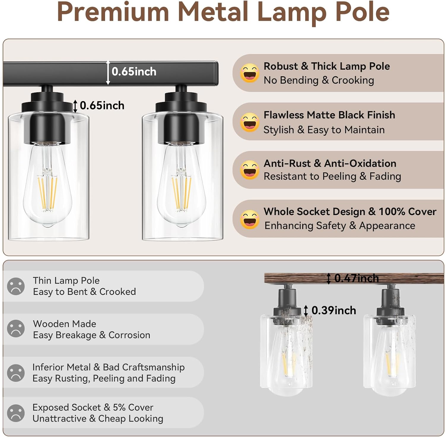 8-Light Bathroom Light Fixtures, 51' Modern Vanity Lights Over Mirror with Clear Glass Shades, Matte Black Light Fixture, Classic Wall Light Fixture for Mirror Living Room Cabinet Bedroom Porch