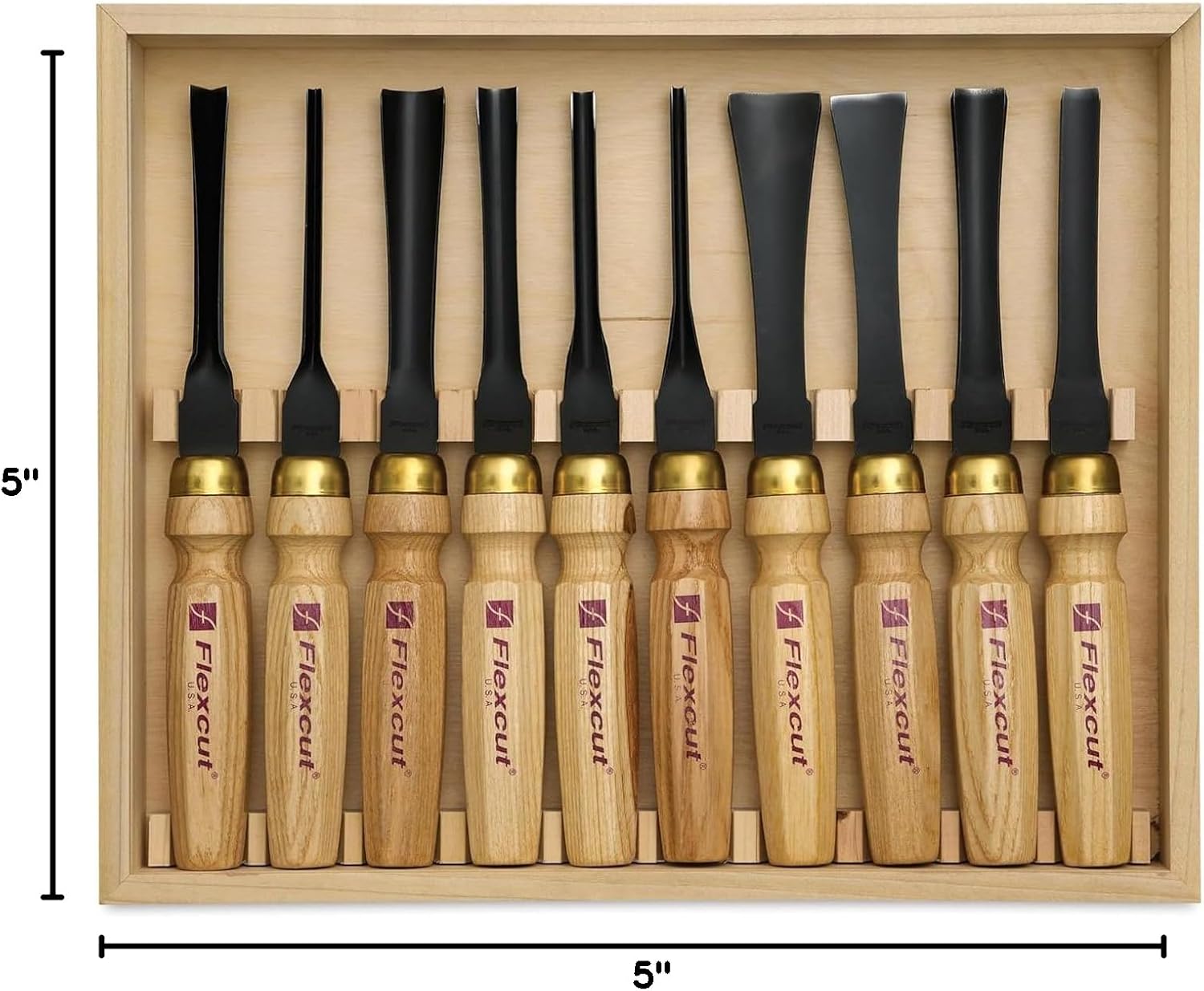 Flexcut Wood Carving Tools | Mallet Deluxe Set | 10-Piece Wood Carving Tools Set | 1095 High Carbon Steel Blades | Ash Hardwood Handles | MC100 | Made in the U.S.A.