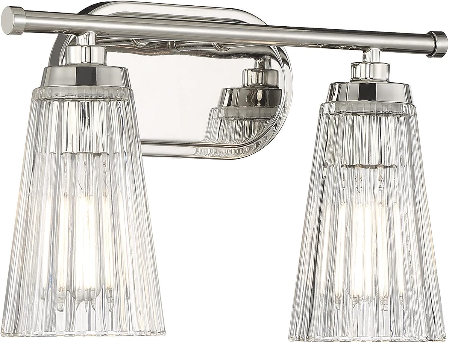 Savoy House 8-1745-2-109 Chantilly Vintage Traditional Clear Ribbed Glass Bathroom Vanity Wall Light, 2-Light 120 Total Watts, 10' H x 14' W, Polished Nickel