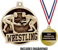 Wrestling Medals - 1 1/2' Gold Wrestling Medals, Great Kids Wrestling Awards with Custom Engraving