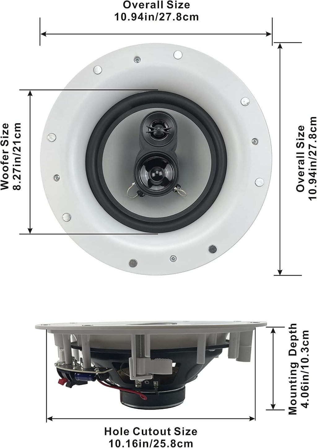 Acoustic Audio by Goldwood CSic84 Frameless 8' in Ceiling 5 Speaker Set 3 Way Home Theater Speakers, White, (Model: CSic84-5S)