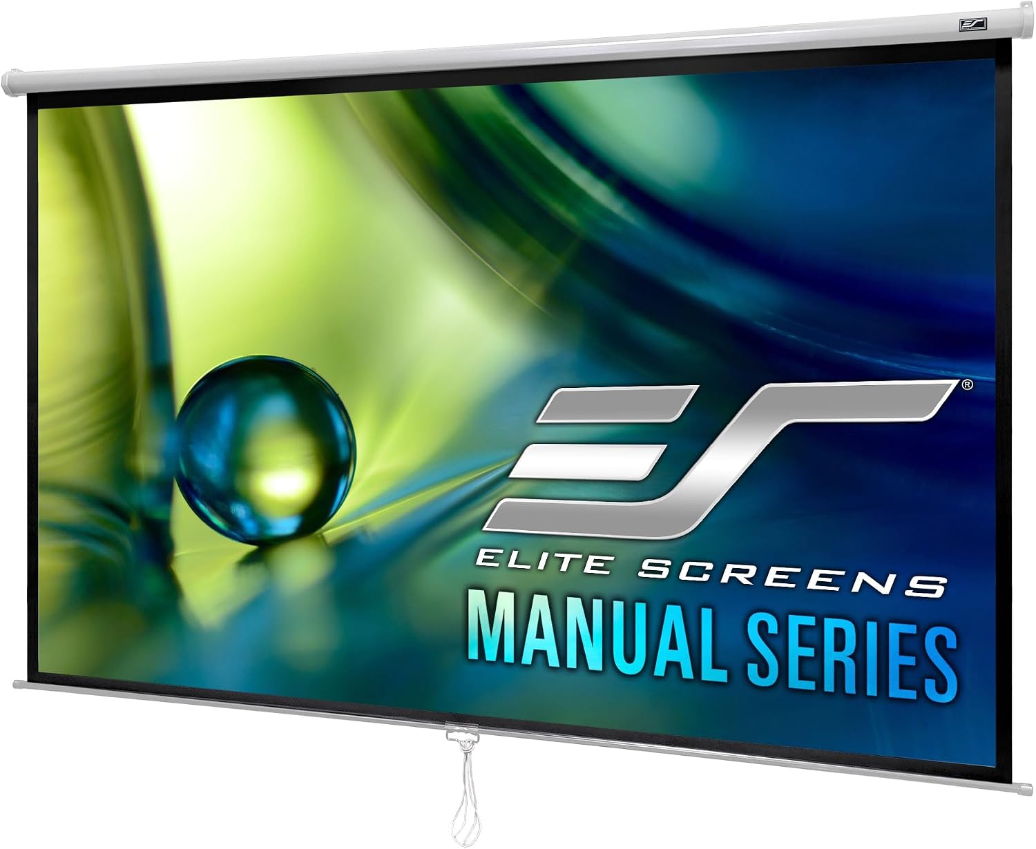 Elite Screens Manual Series, 100-INCH with 24' DROP, Pull Down Retractable Projector Screen, Movie Game Cinema, M100XWH-E24