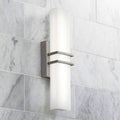 Possini Euro Design Exeter Modern Art Deco Wall Mount Light LED Brushed Nickel Silver Metal 17' Wide Vanity Fixture Rectangular Silk Screened Glass Shade Decor for Bathroom Over Mirror House Home